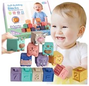 Woopie baby klocki sensoryczne układanka do ściskania dźwięk nauka liczenia 12 el.
