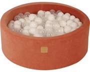 Okrągły Suchy Basen Z Piłeczkami 7cm Dla Dziecka, 90x30cm/200 Piłek, Welurowy, Czerwień Marsala, Piłki: Biały, Transparent - Meowbaby®