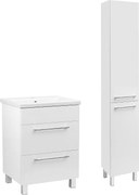 Biały Zestaw Łazienkowy 50cm Szafka z Umywalką Słupek Sol