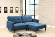 CORNER sofa rozkładana z funkcją narożnika niebieska, tkanina,
