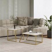 Zestaw stolików kawowych marmur biały/złoty 60x50x38 myra