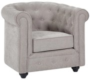Fotel z szarej tkaniny CHESTERFIELD