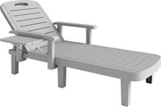 Outsunny Leżanka Ogrodowa z Bocznym Stolikiem i Regulowanym Oparciem, Jasnoszara
