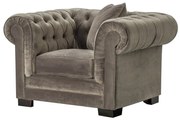 Fotel Chesterfield Classic Velvet Grey 118x96x77cm