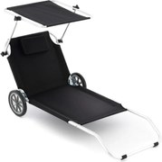 Krzesło plażowe z dachem i funkcją wózka, 150 x 60 x 90 cm