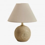 Lampa Stołowa Z Naturalnego Kamienia Marvexi Travertine & Biały Ø20 Cm - ↑10 Cm Menorca - Sklum