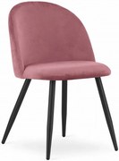 Metalowe ciemnoróżowe tapicerowane krzesło welurem P9-E06