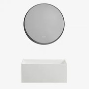 Zestaw Mebli Łazienkowych Z Żywicy Ze Zintegrowaną Umywalką I Oświetleniem Led Nerine Biała & Okrągła - Sklum