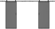 Drzwi przesuwne naścienne podwójne - aluminium i dymione matowe szkło hartowane - 2 x wys. 205 x szer. 63 cm - LINCI II