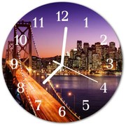 Zegar szklany okrągły Most miasto
