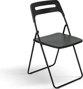 Zestaw 6 składanych krzeseł z czarnego metalu i czarnego polipropylenu - ALMERIA