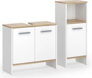 Zestaw mebli łazienkowych biały/złoty dąb 63.8x26.3x57 karli