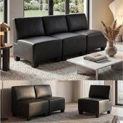 3-osobowy Moncalieri,  czarny, bez podłokietników