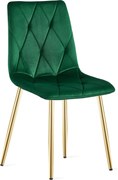 Zielone krzesło do kuchni LIBRA aksamitne ze złotymi nogami