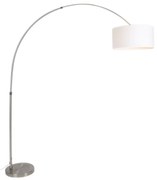 Luk Lampa łukowa stalowy abażur z tkaniny biały 50/50/25 regulowany - XXL Nowoczesny Oswietlenie wewnetrzne