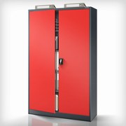 Szafa biurowa metalowa na akta antracytowo-czerwona JAN II, 1150 x 1850 x 400 mm