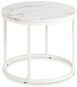 Biały stolik kawowy z imitacją marmuru na blacie A7-C50