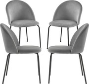 Zestaw 4 Krzese Black Dalnia Aksamitne