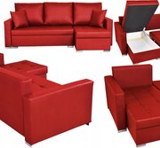 Narożnik rozkładany z funkcją spania ekoskóra Varius rogówka Family Meble