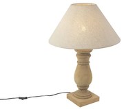 Lampa stołowa rustykalna z beżowym abażurem z lnu 50 cm - Catnip