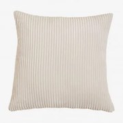 Kwadratowa Poduszka 50x50 Cm Tapicerowana Bruna Sztruksu Beżowy Len - Sklum