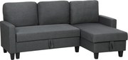 HOMCOM Narożnik z funkcją spania i pojemnikiem w kształcie L Sofa z chaiselongue, regulowane oparcie do salonu | Aosom PL