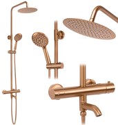 Zestaw Prysznicowy Natryskowy z termostatem Rea Lungo Miedź Szczotkowany