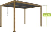 PERGOLA OGRODOWA MANUALNA 4X4M ALUMINIOWA Z LED KOLOR DREWNA