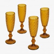 Zestaw 4 Kieliszków Do Szampana O Pojemności 15 Cl W Szkle Koviran Żółta Ochra - Sklum