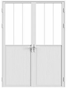 Drzwi kompletne 2-skrzydłowe dwustronne z aluminium i szkła hartowanego w stylu industrialnym - 2 x wys. 204 x szer. 73 cm - Biały - ERMELO