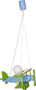 Niebiesko-zielona dziecięca lampa wisząca samolot - S199 B2-C07