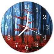 Zegar szklany okrągły Mgła jesień