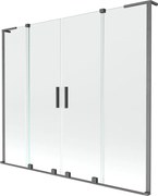 Mexen Velar L Duo parawan nawannowy 2-skrzydłowy rozsuwany 200 x 150 cm, transparent, gun gray szczotkowany - 896-200-003-02-66
