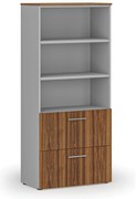 Szafa z szufladami na teczki zawieszkowe PRIMO GRAY, 800 x 420 x 1781 mm, szary/orzech