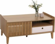 Stolik kawowy MCW-M48,  naturalny, szuflada biała