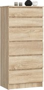 Komoda AKORD K60 Dąb Sonoma 60 cm 6 szuflad kolor Dąb Sonoma mat 60x40x130 cm