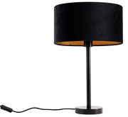 Lampa stołowa czarna z owalnym aksamitnym abażurem, 35 cm - Simplo Nowoczesny Oswietlenie wewnetrzne