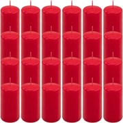 Zestaw świec filarowych, 10 cm, Ø 5 cm, czerwone, 24 szt.