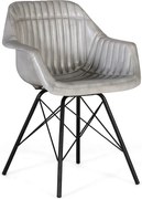 Szezlong Rembourrée z szarej skóry z rembourré i przechylonym teczką