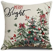 Świąteczna poszewka na poduszkę HOLLY CHARM 45x45 cm, beżowa