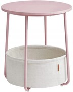 Różowy stolik boczny z koszem do przechowywania SALMA