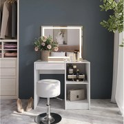 Stół do toalety biały/biały wysoki połysk 89.8x50.1x76 sherry