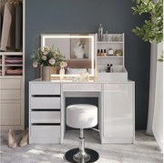 Stół do toalety biały/biały wysoki połysk 128.2x50.1x76 sherry