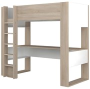Łóżko antresola z biurkiem i półkami – 90 × 200 cm - Kolor: Dębowy - NOAH II