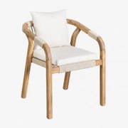 Krzesło Jadalniane Z Podłokietnikami Z Drewna Akacjowego Dubai Gardenia Biel & Rustykalny Brąz Akacjowy - Sklum