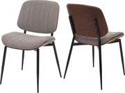 Krzesło do jadalni MCW-O44 (zestaw 2 sztuk),  orzechowy wygląd, jasnoszary