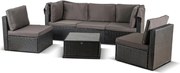 Zestaw Mebli Ogrodowych CALIENTE Modułowy Sofa 2x Fotel Stolik Tarasowy Czarny/Brązowy Technorattan Nowoczesny