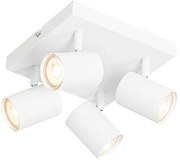 Nowoczesna lampa sufitowa biała 4-punktowa regulowana kwadratowa - Jeana Nowoczesny Oswietlenie wewnetrzne