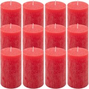 Zestaw świec rustykalnych, 11,5 cm, Ø 6,8 cm, czerwony, 12 s
