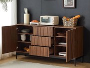 Nowoczesny kredens 150×40×80 cm - z 2 drzwiami i 3 szufladami - brązowy